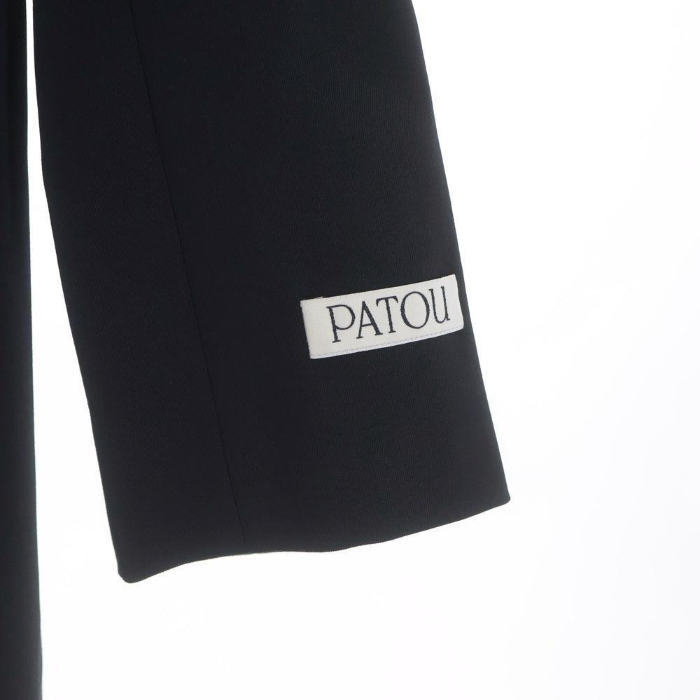 PATOU(パトゥー) テクニカル ウールツイル ノーカラージャケット ブラック レディース