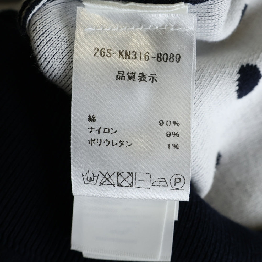 PATOU(パトゥー) ポルカドット コットンニットカーディガン ネイビー レディース