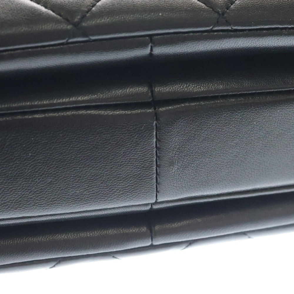 CHANEL(シャネル) トップハンドル ミニ フラップバッグ ハンドバッグ チェーンバッグ ショルダーバッグ ブラック ラムスキン プレート A92236 ゴールド金具 レディース