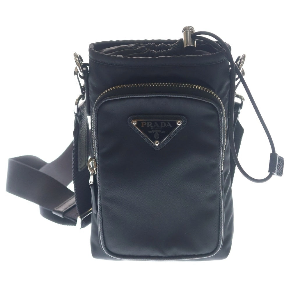PRADA(プラダ) フォンショルダー 携帯ケース ショルダーバッグ ミニバッグ ブラック テスート 2ZH155 シルバー金具 レディース