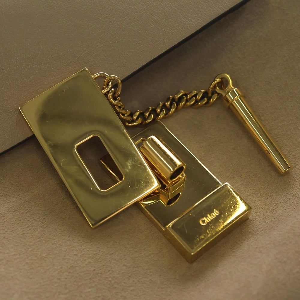 Chloe(クロエ) ドリュー チェーンショルダーバック ミニバッグ ベージュ グレージュ レザー×スエード ゴールド金具 レディース
