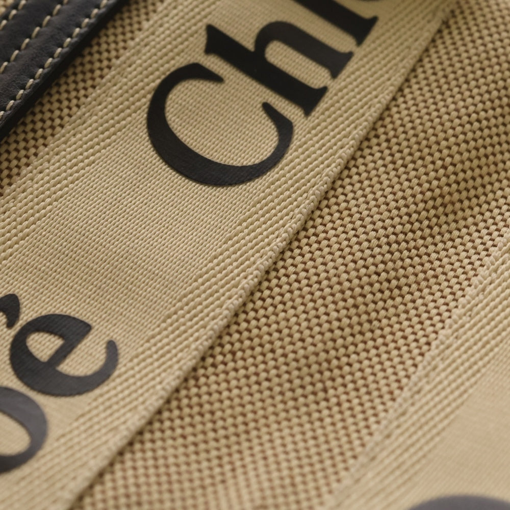 Chloe(クロエ) ウッディ ミニ ハンドバッグ ミニバッグ ベージュ×ブラック レザー×キャンバス レディース