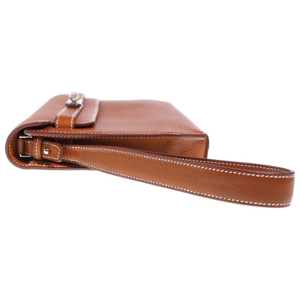 HERMES(エルメス) ケリーデペッシュ25 ゴールド クラッチバッグ ケース ブラウン トリヨンクレマンス W刻印 シルバー金具 レディース