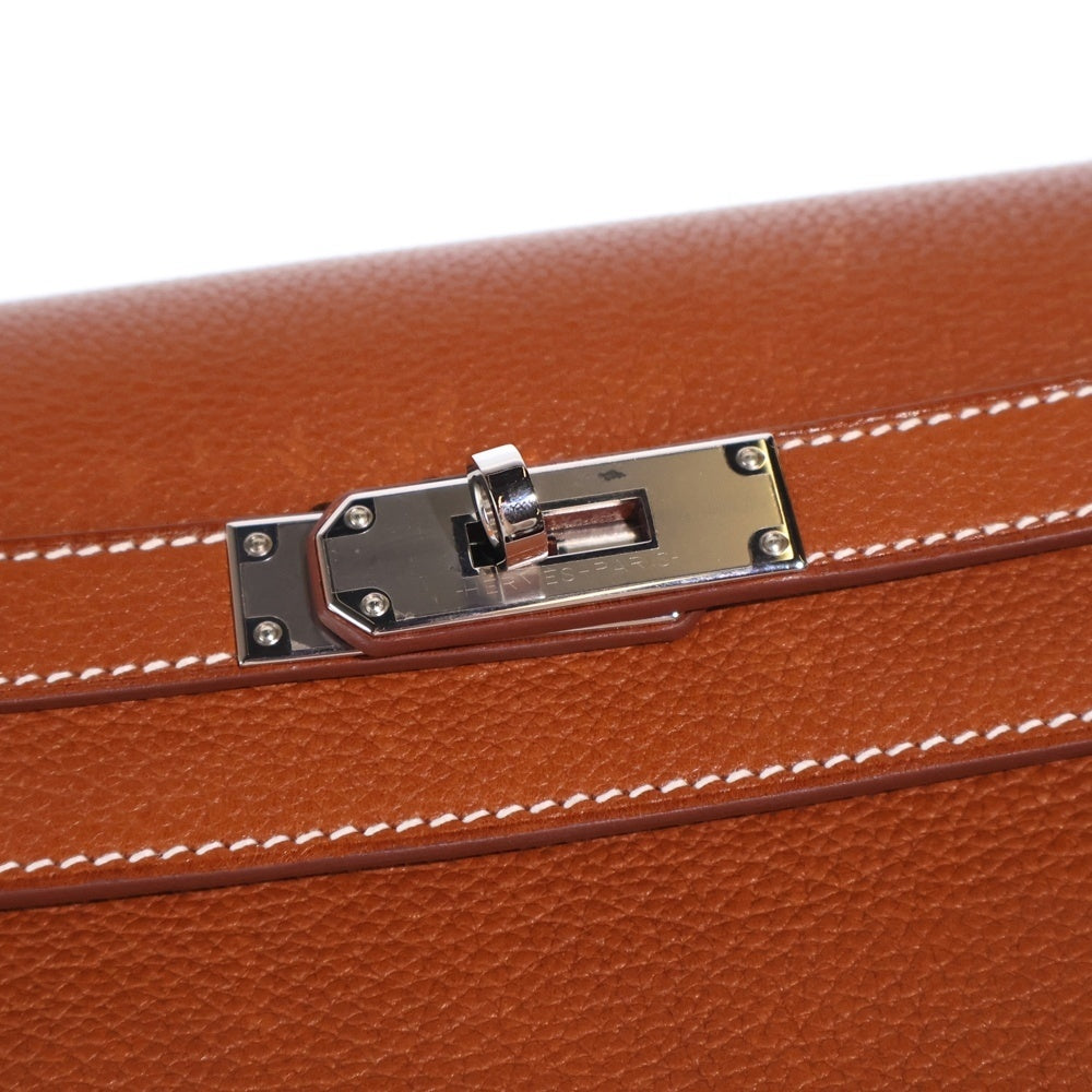 HERMES(エルメス) ケリーデペッシュ25 ゴールド クラッチバッグ ケース ブラウン トリヨンクレマンス W刻印 シルバー金具 レディース