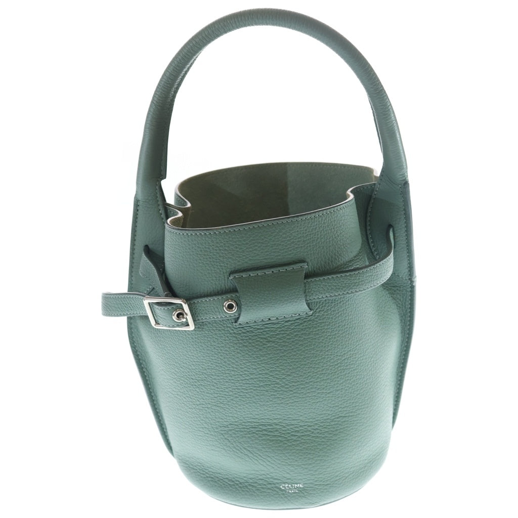 CELINE(セリーヌ) ビッグバケットバッグ ハンドバッグ ライトグリーン レザー シルバー金具 レディース