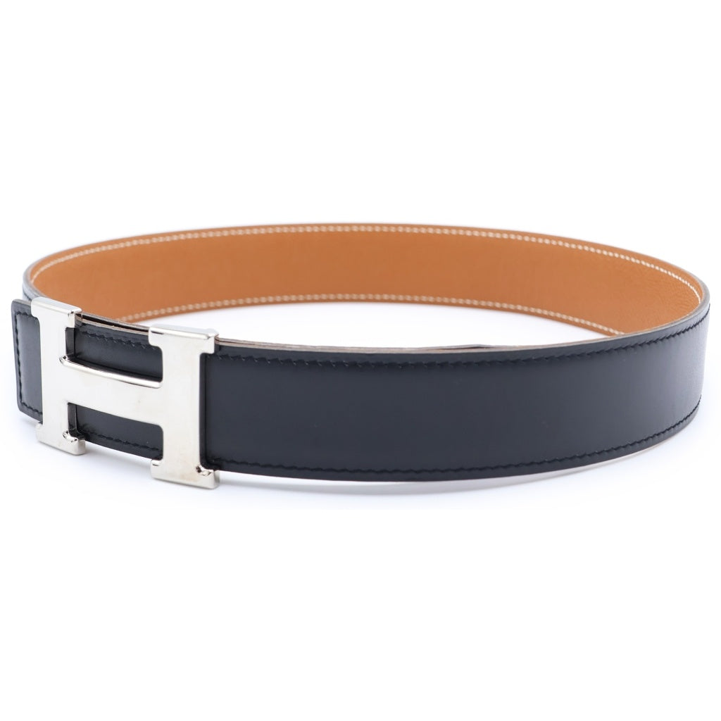 HERMES(エルメス) コンスタンス ベルト ブラウン×ブラック ボックスカーフ シルバー金具 #65 □D刻印 レディース