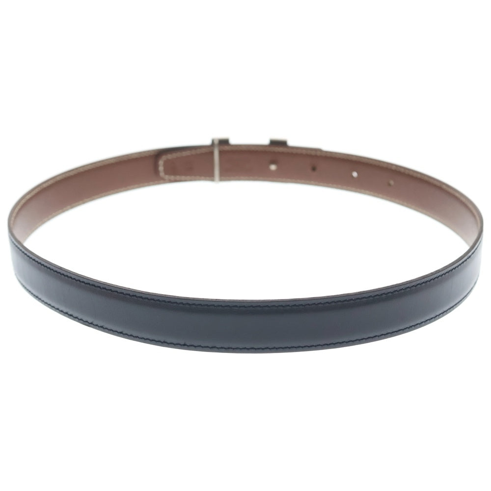 HERMES(エルメス) コンスタンス レザーベルト ブラウン×ブラック ボックスカーフ #65 シルバー金具 □E刻印 レディース
