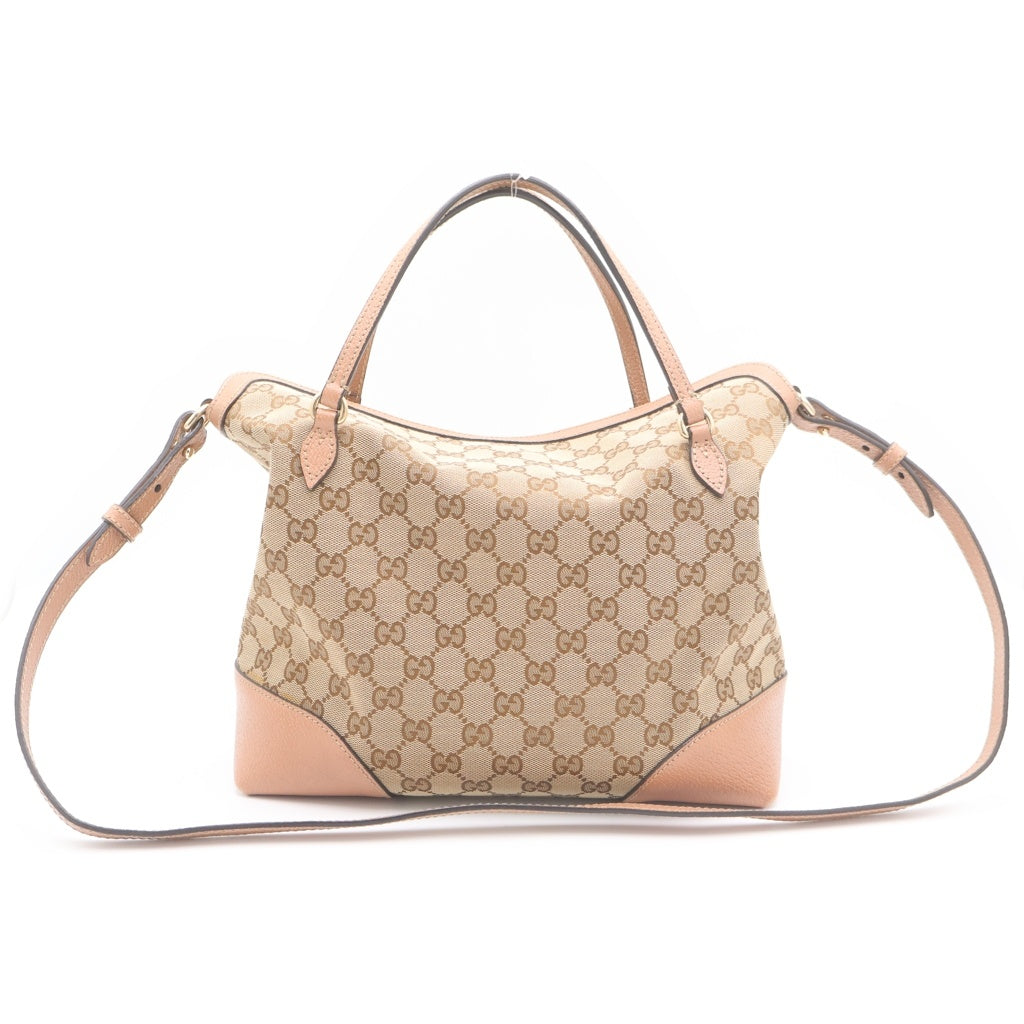 GUCCI(グッチ) GGキャンバス ショルダーバッグ ハンドバッグ 2WAYバッグ ベージュ×ピンク キャンバス×レザー 353120 ゴールド金具 レディース