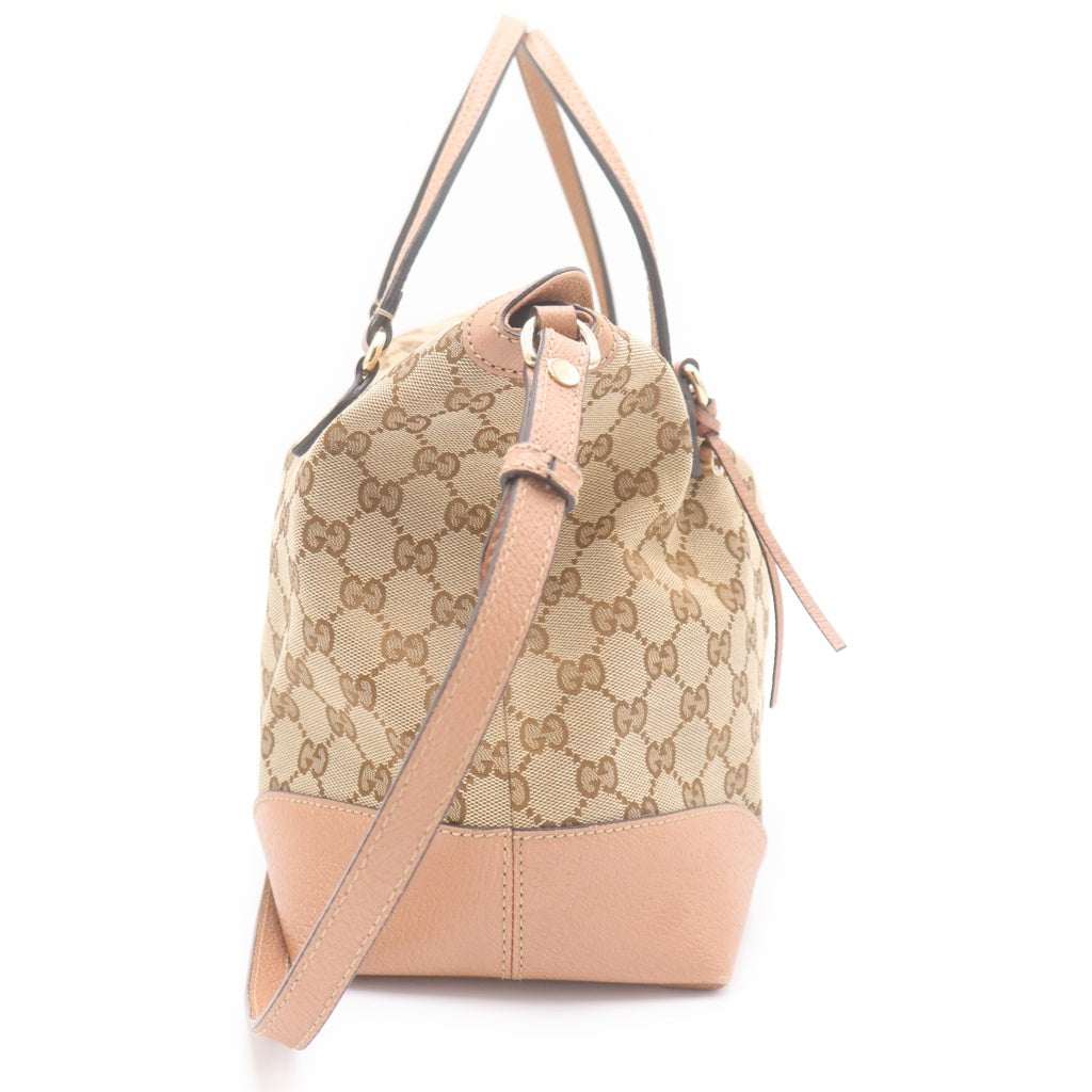 GUCCI(グッチ) GGキャンバス ショルダーバッグ ハンドバッグ 2WAYバッグ ベージュ×ピンク キャンバス×レザー 353120 ゴールド金具 レディース