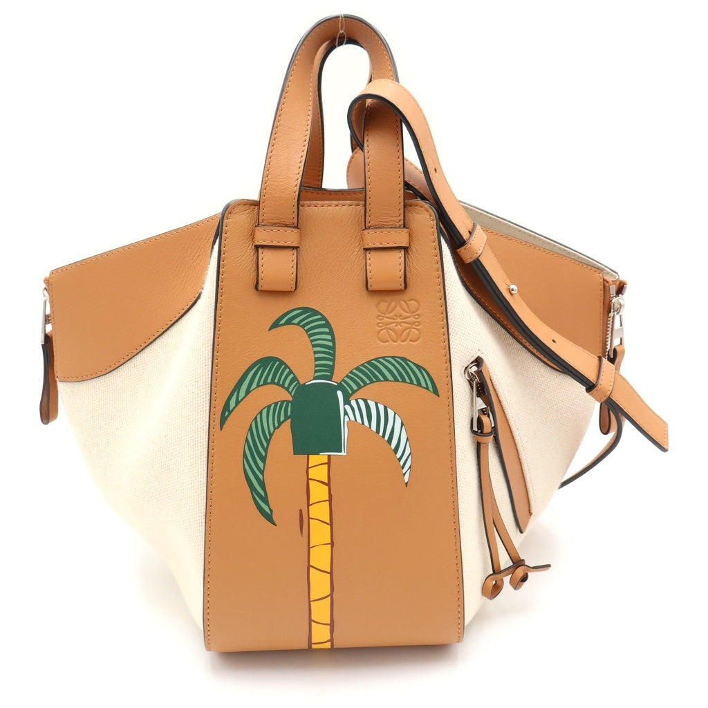 LOEWE(ロエベ) ×KEN PRICE ケンプライス ハンモック スモール キャンバス レザー 2WAY ハンド ショルダーバッグ ブラウン/ベージュ シルバー金具 レディース