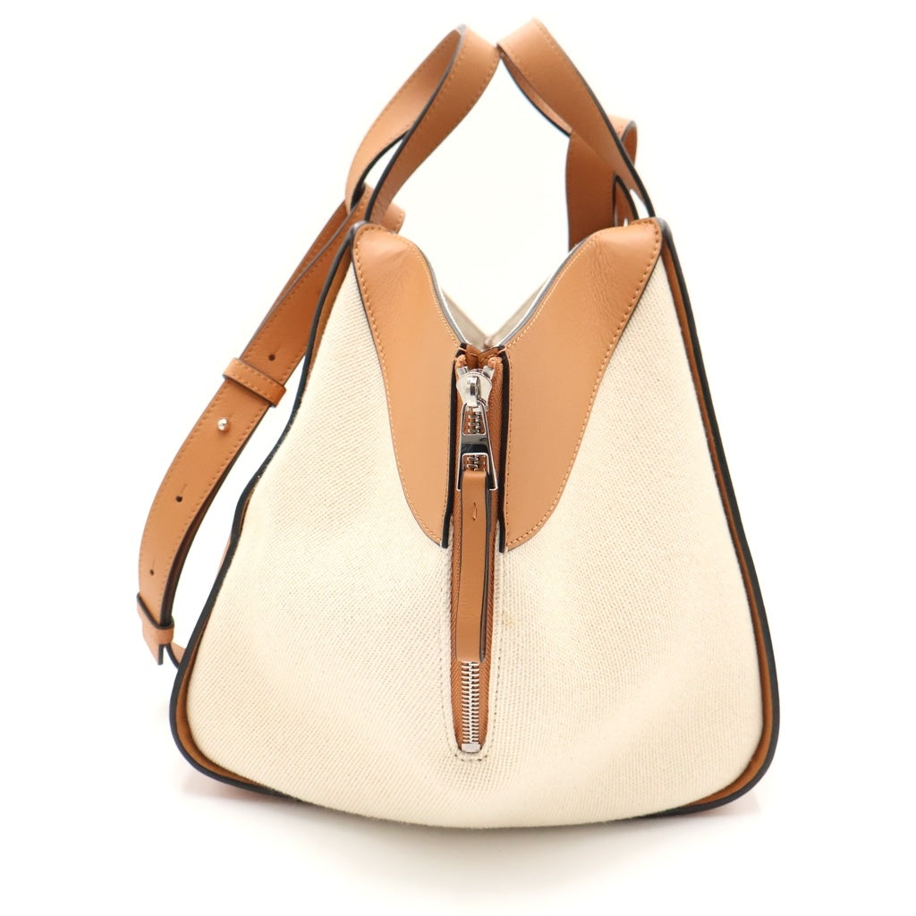 LOEWE(ロエベ) ×KEN PRICE ケンプライス ハンモック スモール キャンバス レザー 2WAY ハンド ショルダーバッグ ブラウン/ベージュ シルバー金具 レディース