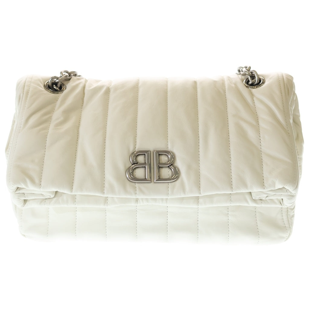 BALENCIAGA(バレンシアガ) モナコ M チェーンバッグ ショルダーバッグ ホワイト レザー 765945 シルバー金具 レディース