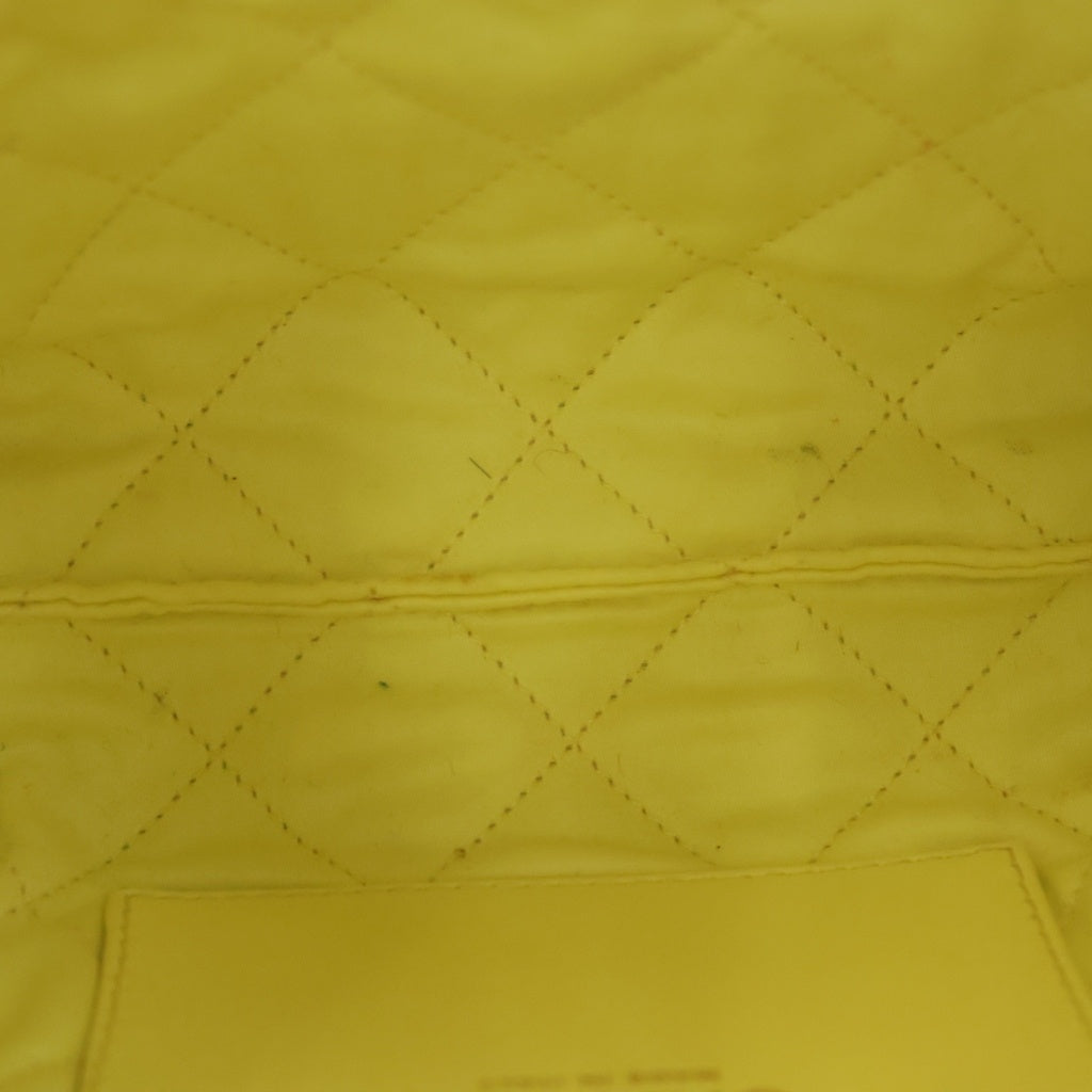 CHANEL(シャネル) シャネル22ミニ シャイニーカーフスキン チェーンショルダーバッグ イエロー ゴールド金具 プレート レディース