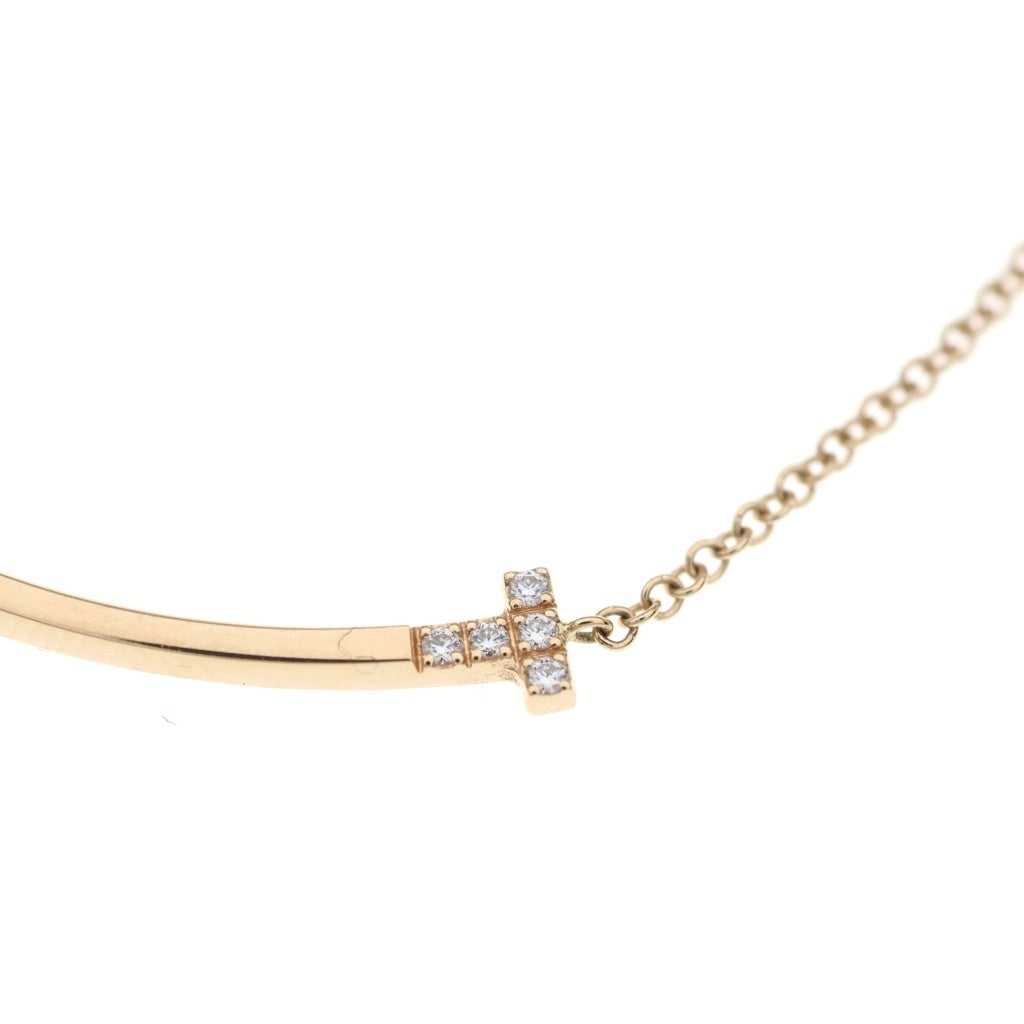 TIFFANY & Co.(ティファニー) Tスマイル スモール ダイヤ ネックレス ペンダント チェーン ピンクゴールド 750/PG レディース