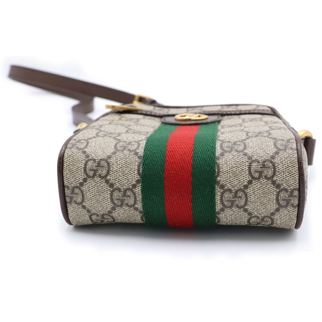 GUCCI(グッチ) GGマーモント オフィディア ショルダーバッグ ミニバッグ ベージュ×ブラウン レザー 735403 ゴールド金具 レディース