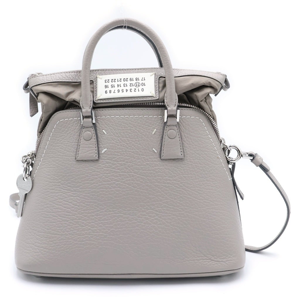 Maison Margiela(メゾンマルジェラ) 5AC 2wayショルダーバッグ ハンドバッグ グレージュ レザー シルバー金具 レディース