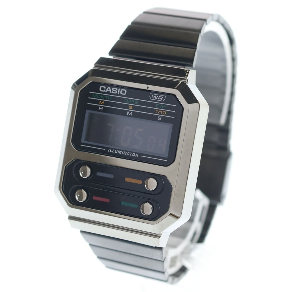 CASIO(カシオ) アナデジ スタンダード 復刻モデル デジタル文字 クォーツウォッチ 腕時計 シルバー/ブラック A100WE-1AJF