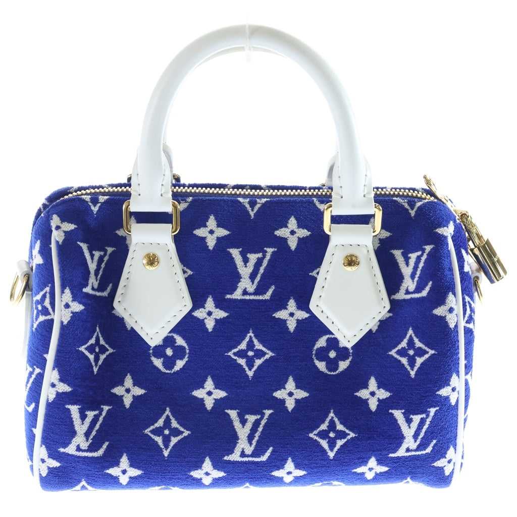 LOUIS VUITTON(ルイヴィトン) LVマッチ スピーディバンドリエール 20 2WAYバッグ ハンドバッグ ショルダーバッグ ミニボストンバッグ ブルー×ホワイト レザー M20751 ゴールド金具 レディース