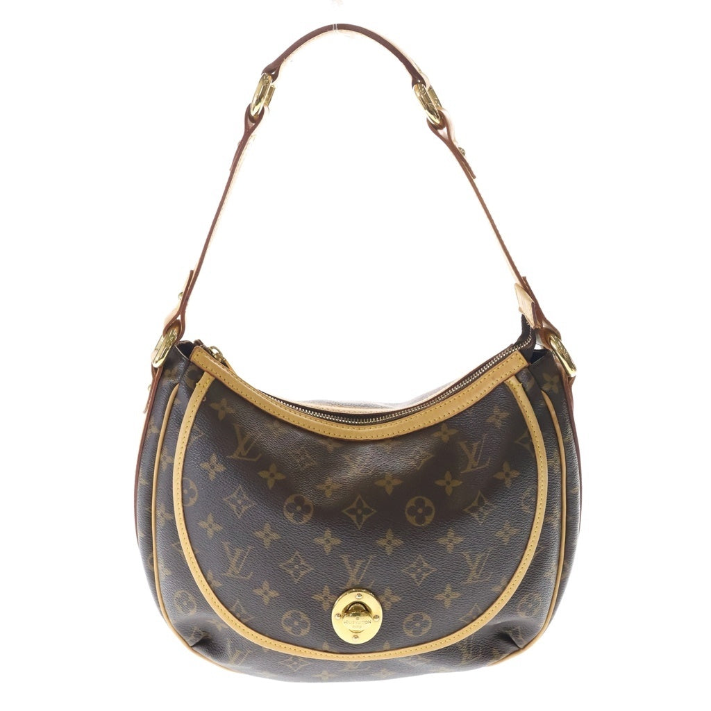 LOUIS VUITTON(ルイヴィトン) モノグラム トゥラムGM ショルダーバッグ ブラウン レザー×PVC M40075 ゴールド金具 レディース