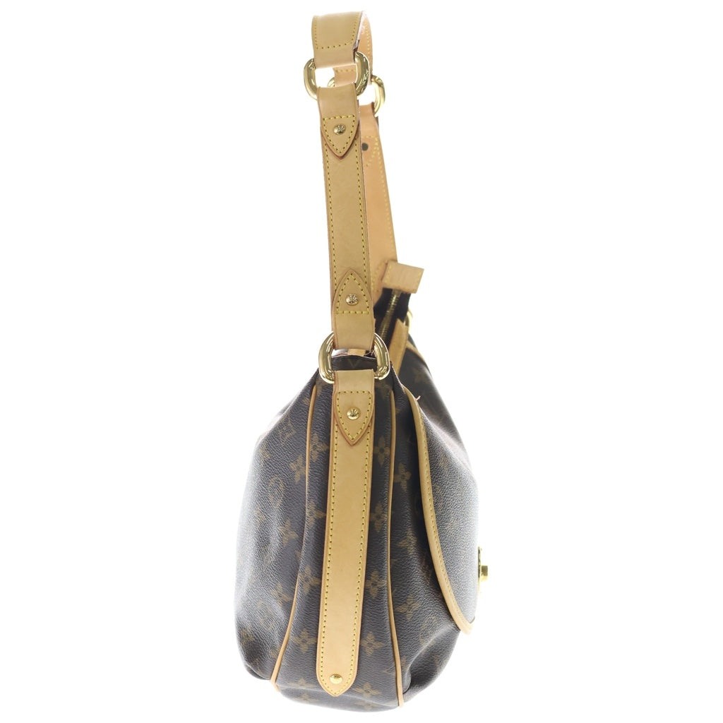 LOUIS VUITTON(ルイヴィトン) モノグラム トゥラムGM ショルダーバッグ ブラウン レザー×PVC M40075 ゴールド金具 レディース