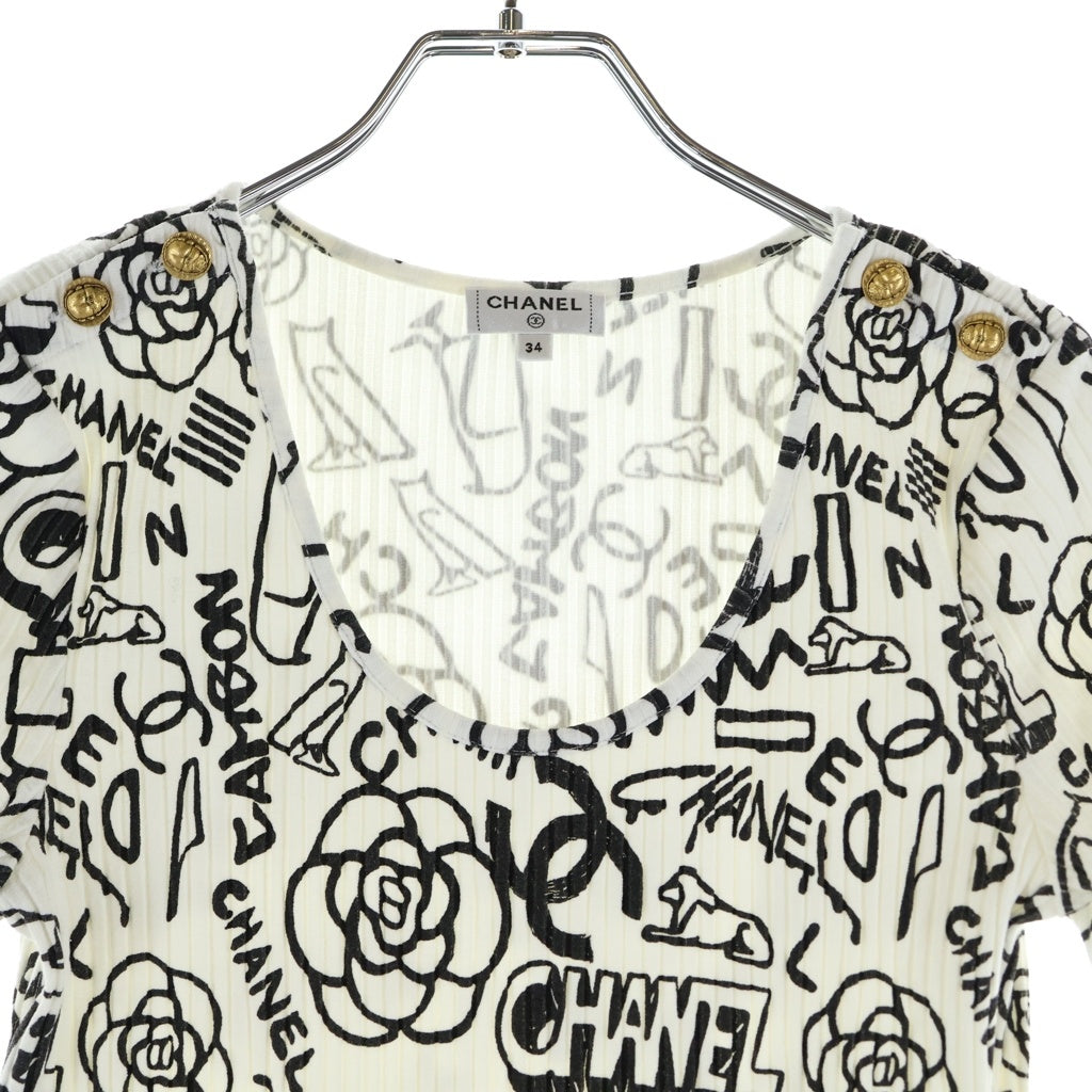 CHANEL(シャネル) ココマーク カメリア グラフィックTシャツ ホワイト コットン #34 P61888V47215 レディース