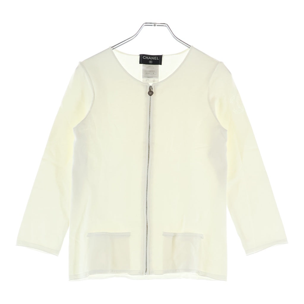 CHANEL(シャネル) クルーネック ジップカーディガン ホワイト#34 P43225K04542 レディース