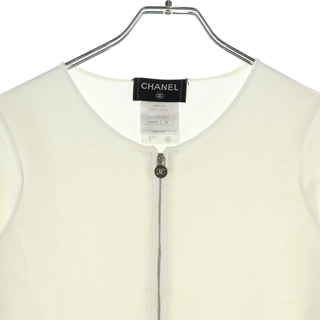 CHANEL(シャネル) クルーネック ジップカーディガン ホワイト#34 P43225K04542 レディース