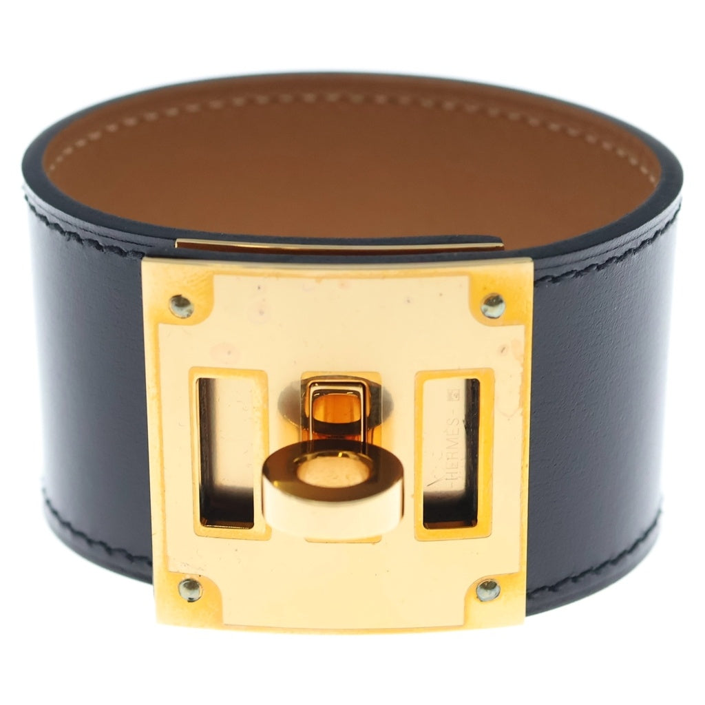 HERMES(エルメス) ケリードッグ ブレスレット ブラック レザー ゴールド金具 Y刻印 レディース