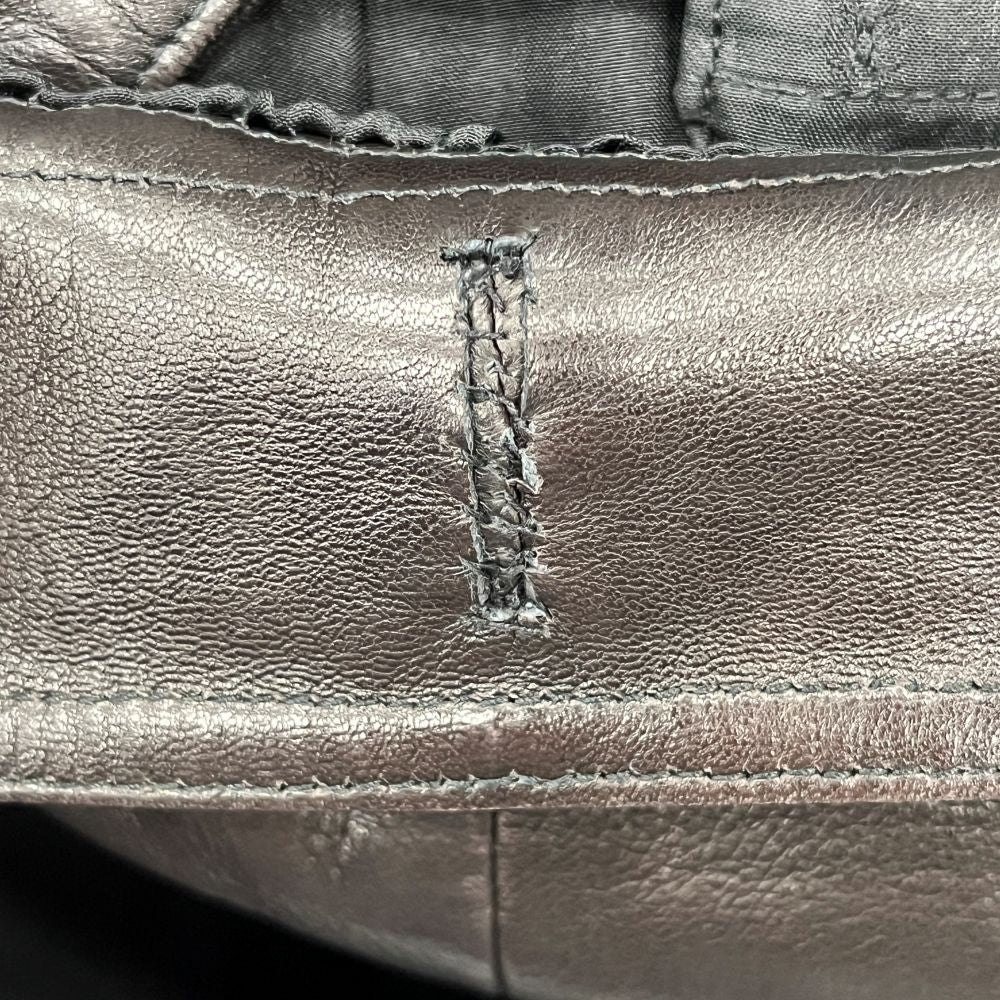 CHANEL(シャネル) ■ココボタン ストレートパンツ ブラウン レザー レディース