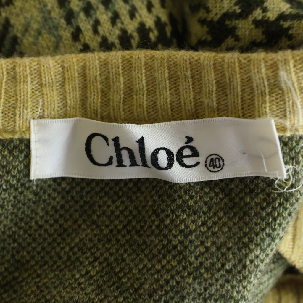 Chloe(クロエ) ■ニットセーター セットアップ 千鳥格子 イエロー×マルチカラー ウール×カシミヤ レディース