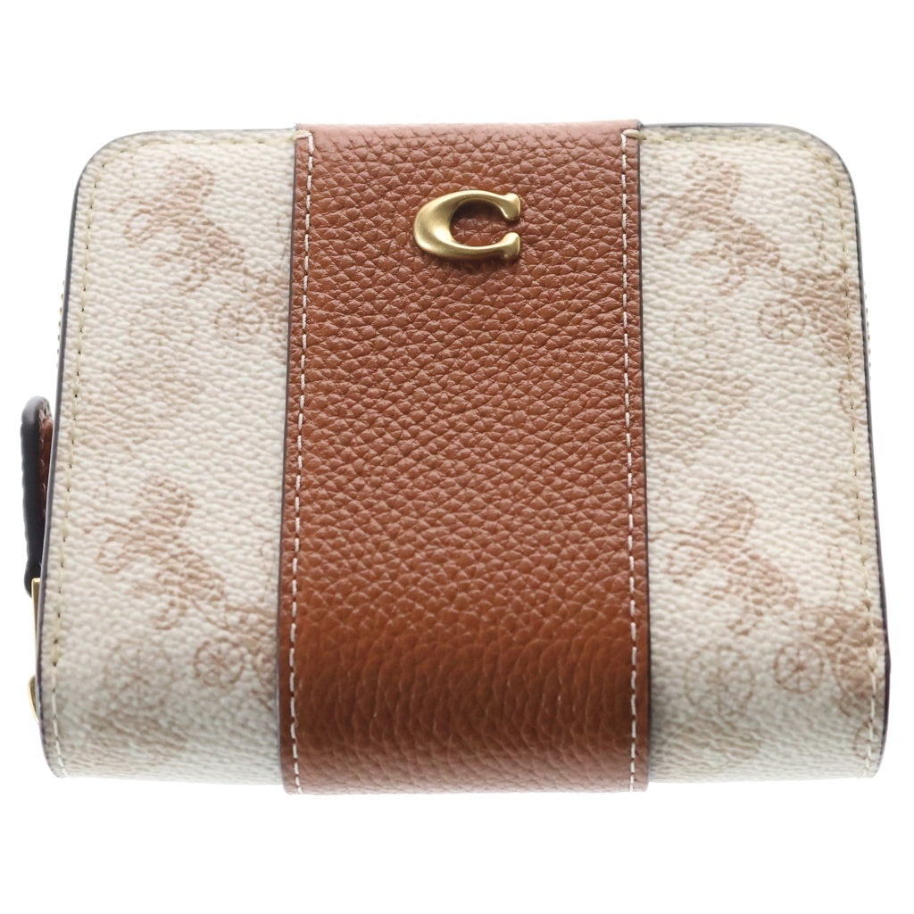 COACH(コーチ) ビルフォールド ウォレット・ホース アンド キャリッジ 二つ折り財布 アイボリー×ブラウン PVC×レザー CR992 B4RGL ゴールド金具 レディース