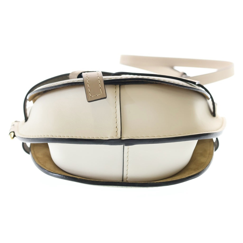 LOEWE(ロエベ) ゲートバッグ スモール ショルダーバッグ グリーン×ホワイト×ベージュ レザー ゴールド金具 レディース