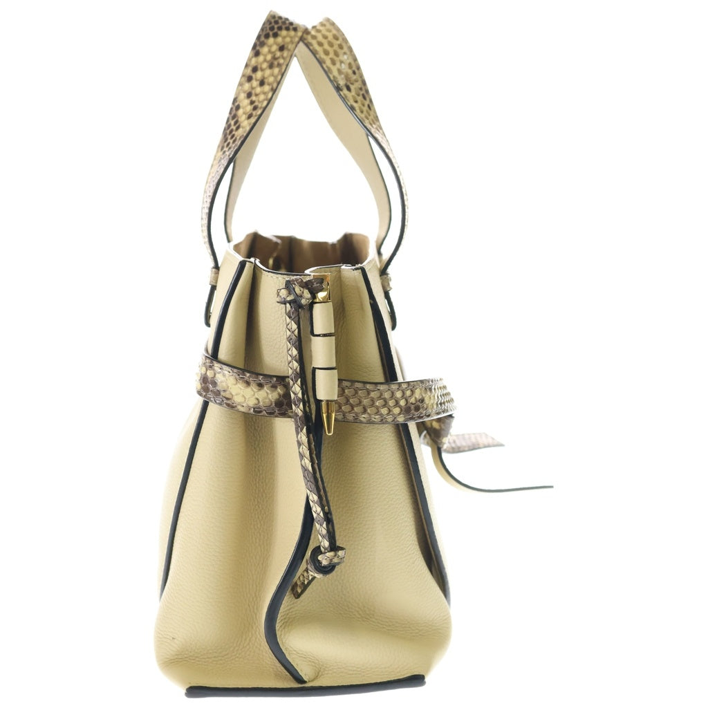 LOEWE(ロエベ) ゲートバッグ 2WAYバッグ ハンドバッグ ショルダーバッグ ベージュ レザー×パイソン ゴールド金具 レディース