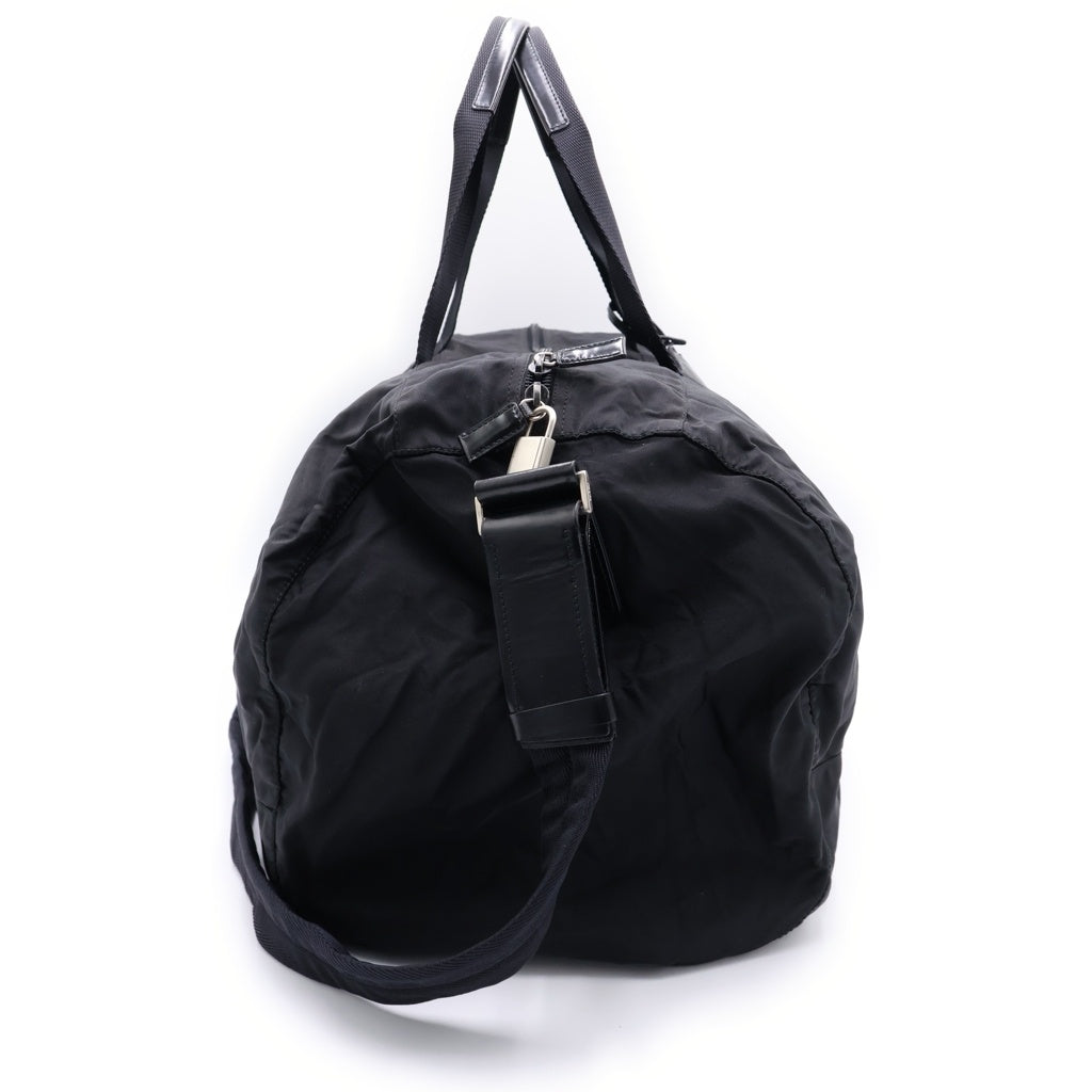 PRADA(プラダ) テスート トライアングルロゴ ボストンバッグ ハンドバッグ 2WAYバッグ ブラック ナイロン シルバー金具