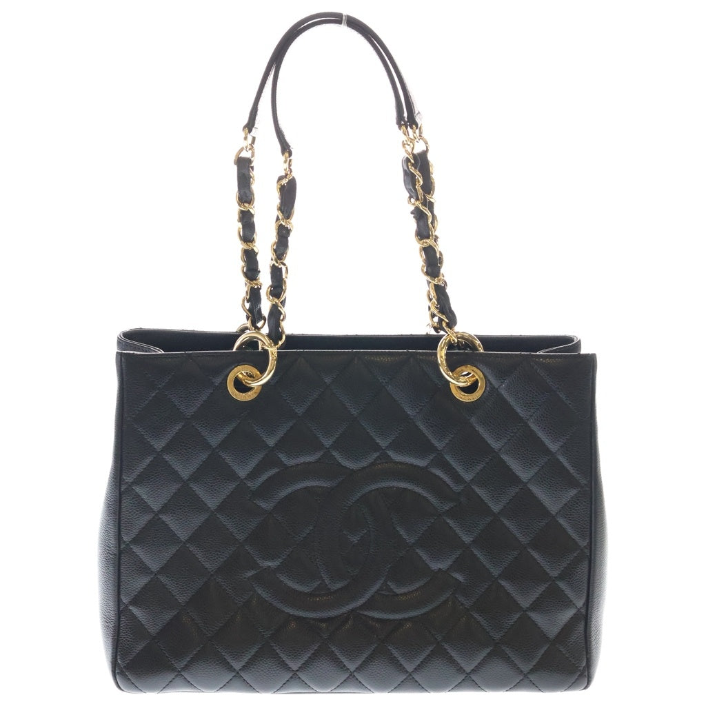 CHANEL(シャネル) マトラッセ ココマーク キャビアスキン レザー チェーン トートバッグ ゴールド金具 ブラック 18番台 A50995 レディース