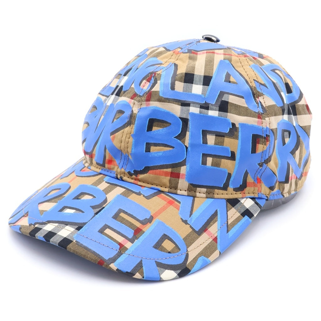 BURBERRY(バーバリー) ノバチェック グラフィティ キャップ ブラウン×ブルー キャンバス 4074817 M