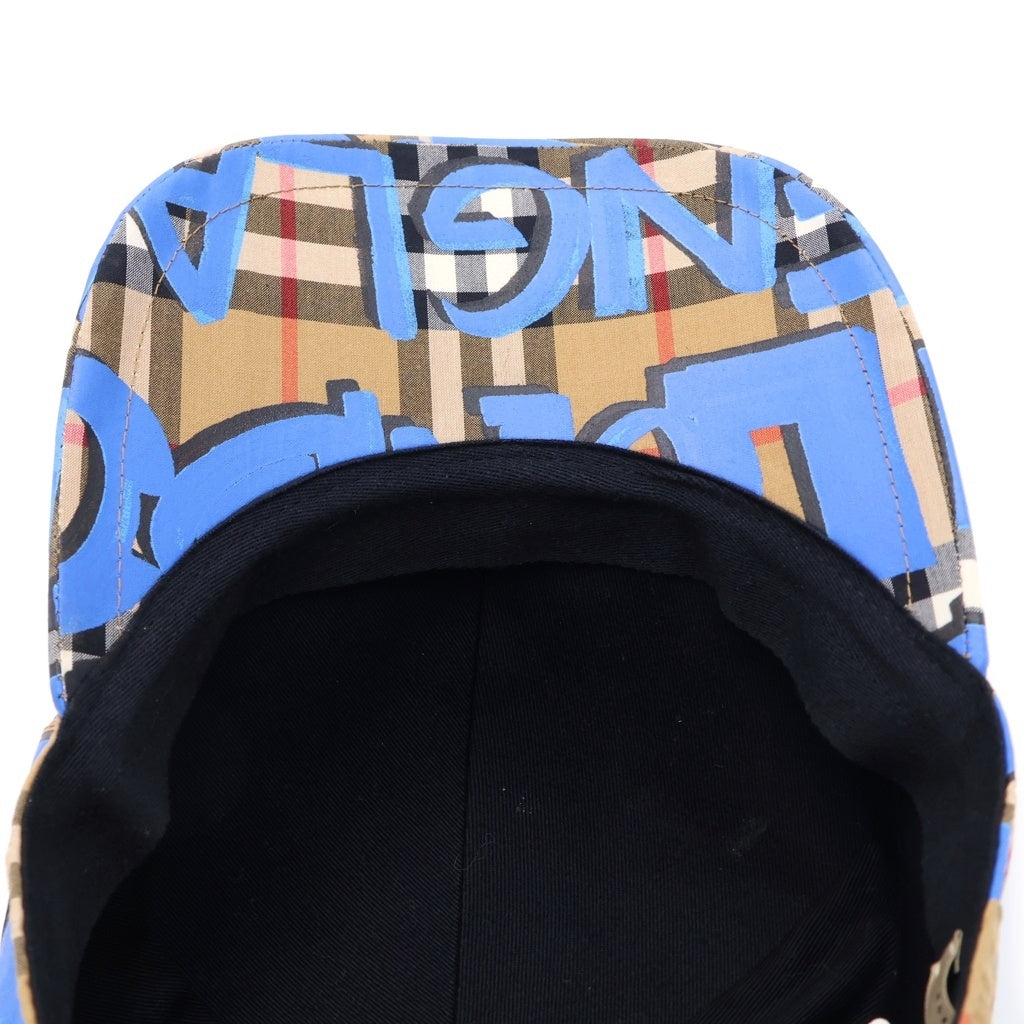 BURBERRY(バーバリー) ノバチェック グラフィティ キャップ ブラウン×ブルー キャンバス 4074817 M