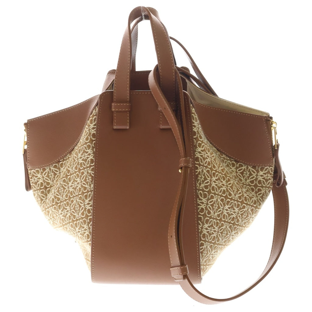 LOEWE(ロエベ) ハンモック スモール ショルダーバッグ ブラウン レザー×キャンバス ゴールド金具 レディース