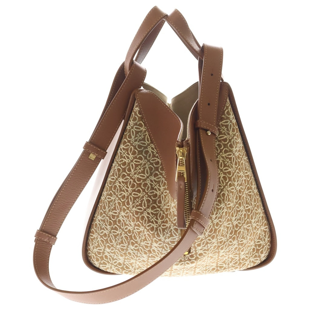 LOEWE(ロエベ) ハンモック スモール ショルダーバッグ ブラウン レザー×キャンバス ゴールド金具 レディース