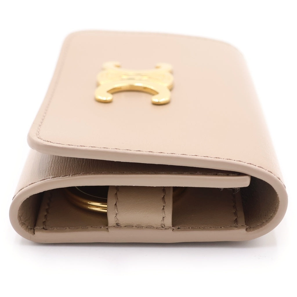 CELINE(セリーヌ) トリオンフ キーケース 6連 キーリング ベージュ シャイニーカーフスキン ゴールド金具