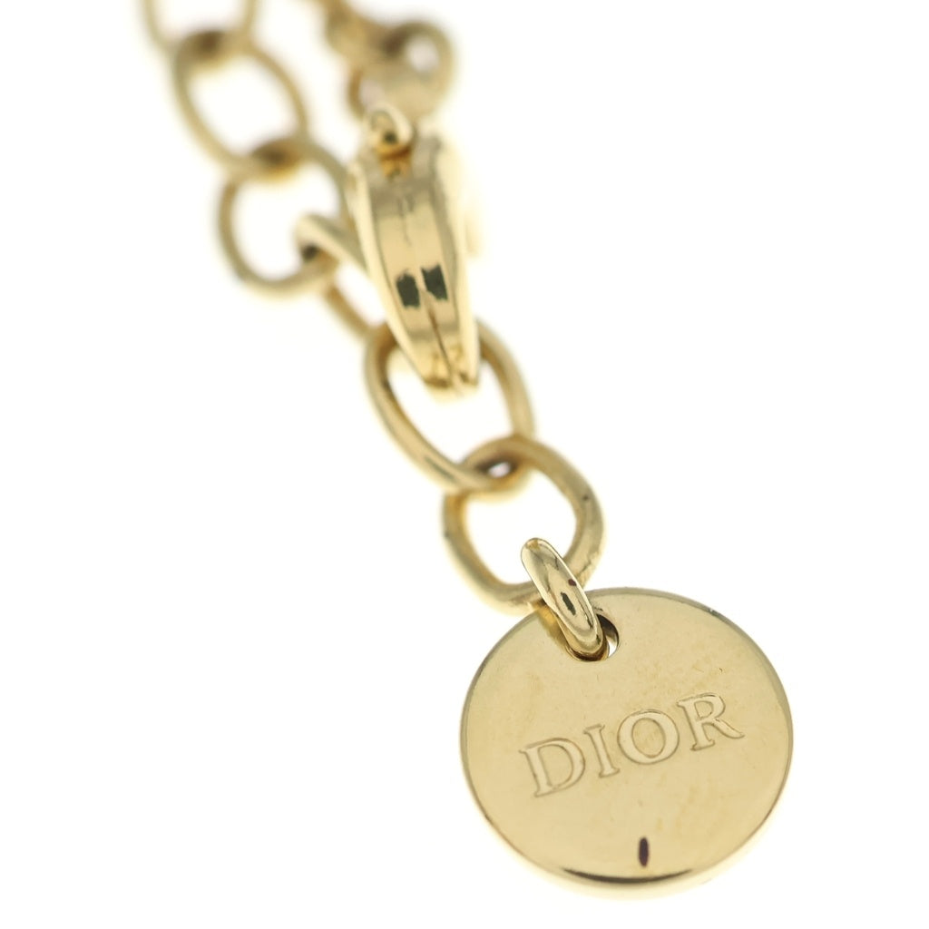 Christian Dior(クリスチャンディオール) CDネイビー ハート ラインストーン GP ネックレス ゴールド レディース