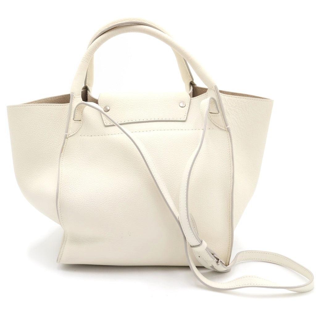 CELINE(セリーヌ) ビッグバッグ ショルダーバッグ ハンドバッグ ホワイト レザー シルバー金具 レディース