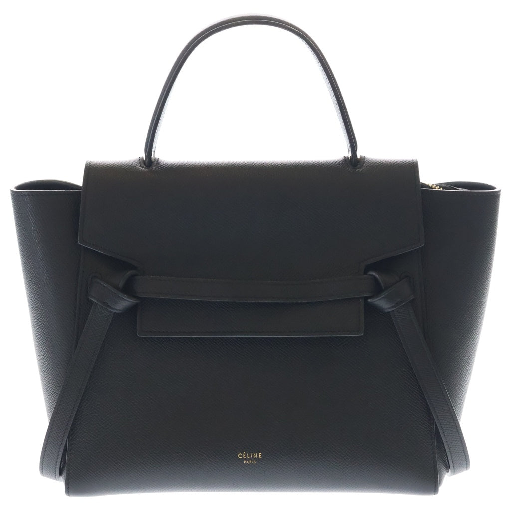 CELINE(セリーヌ) ベルトバッグ マイクロ レザー 2WAYバッグ ハンドバッグ ショルダーバッグ ブラック ゴールド金具 レディース