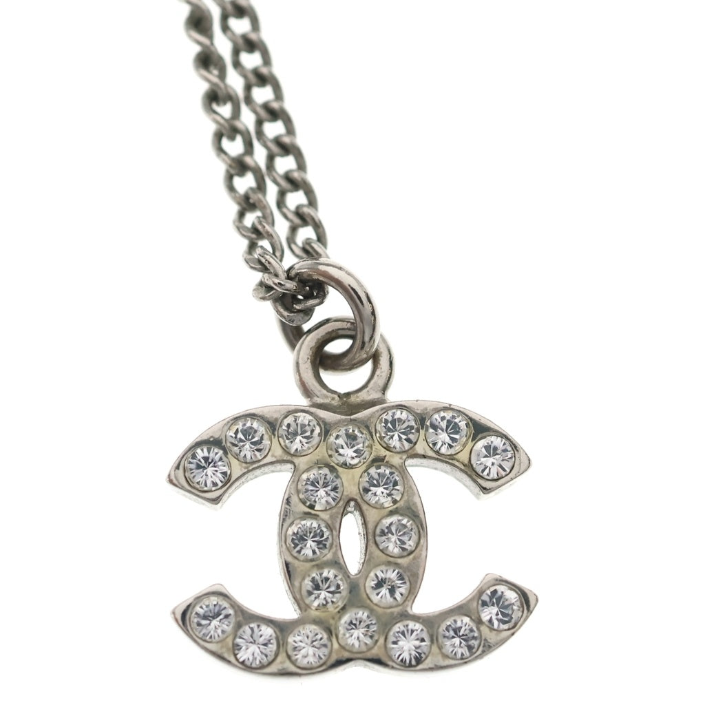 CHANEL(シャネル) ココマーク ラインストーン ネックレス ペンダント チェーン シルバー B11V レディース
