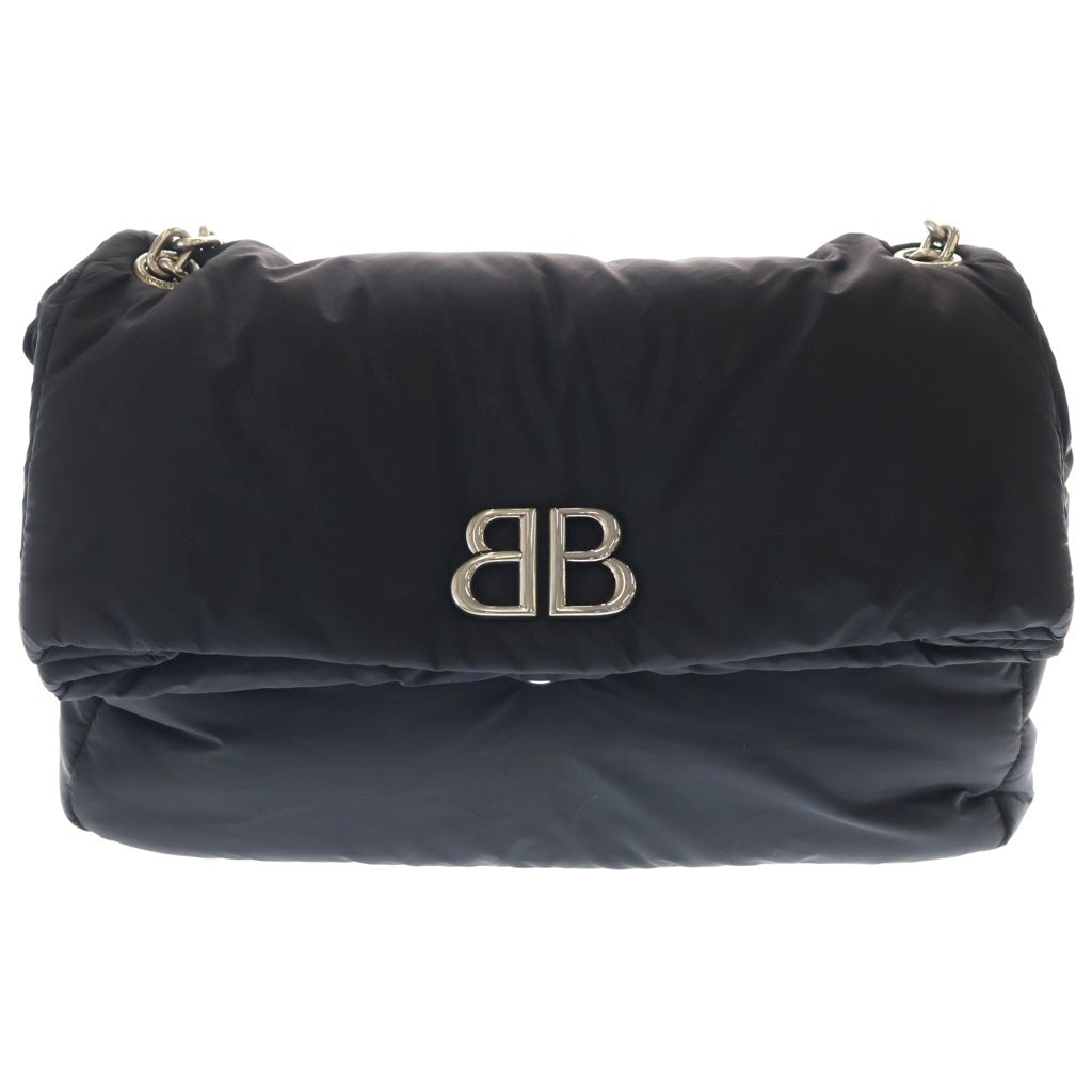 BALENCIAGA(バレンシアガ) モナコ チェーンショルダーバッグ ブラック ナイロン 765966 シルバー金具 レディース