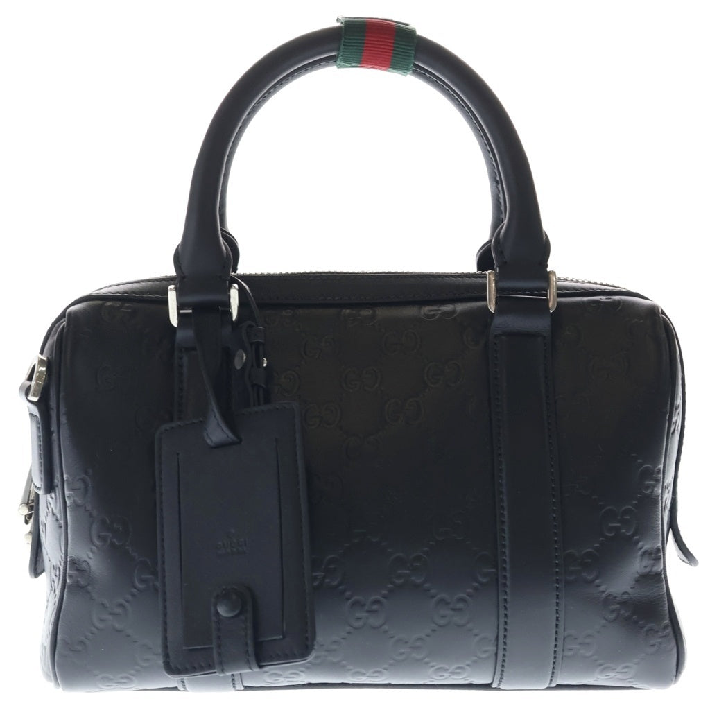 GUCCI グッチ GG柄 レザー×ナイロン ボストンバッグ ハンドバッグ 黒 GUCCI(グッチ) GGエンブレム 2WAYバッグ ショルダーバッグ ボストン