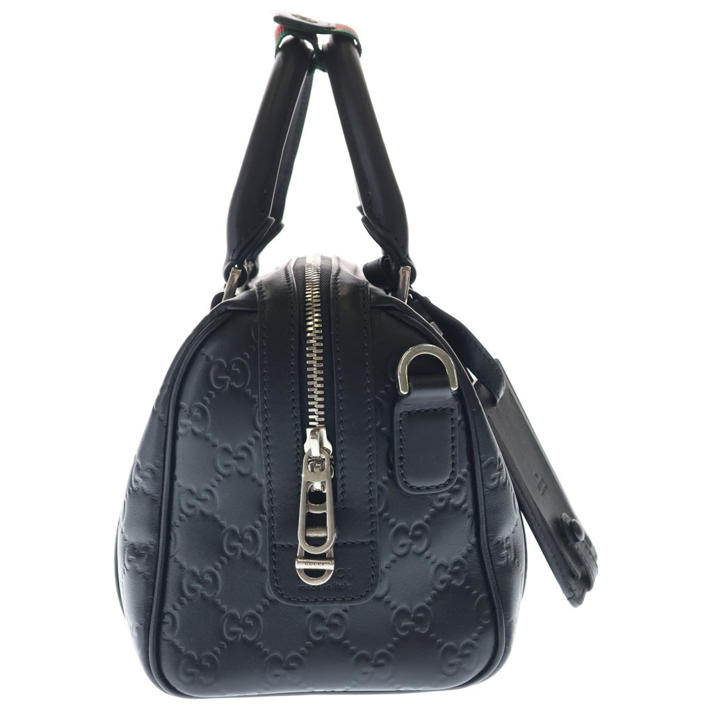 GUCCI(グッチ) GGエンブレム 2WAYバッグ ショルダーバッグ ボストンバッグ ブラック レザー 855789 シルバー金具 レディース