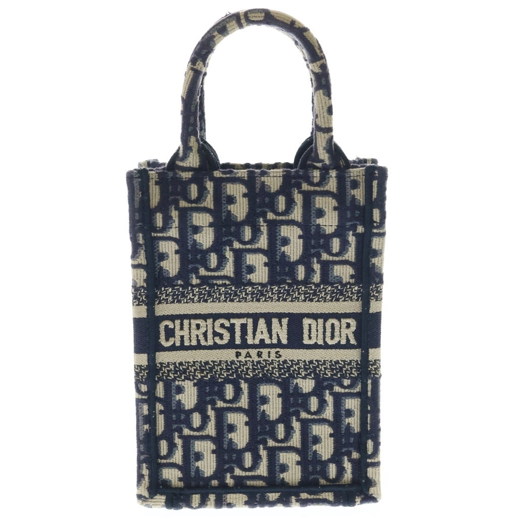 Christian Dior(クリスチャンディオール) オブリーク ミニ フォンショルダーバッグ ミニバッグ ネイビー キャンバス ゴールド金具 レディース