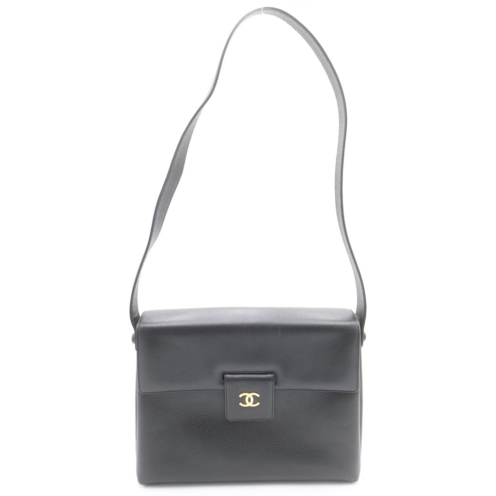 CHANEL(シャネル) ココマーク キャビアスキン レザー ワンショルダーバッグ ゴールド金具 ブラック5番台 レディース