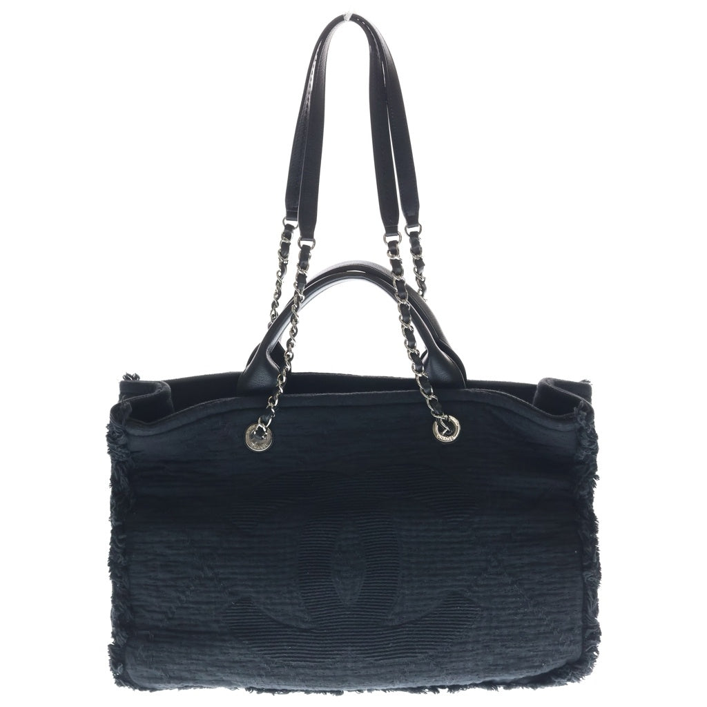 CHANEL(シャネル) ドーヴィル ラージ チェーントートバッグ ブラック キャンバス シルバー金具 A57180 30番台 レディース